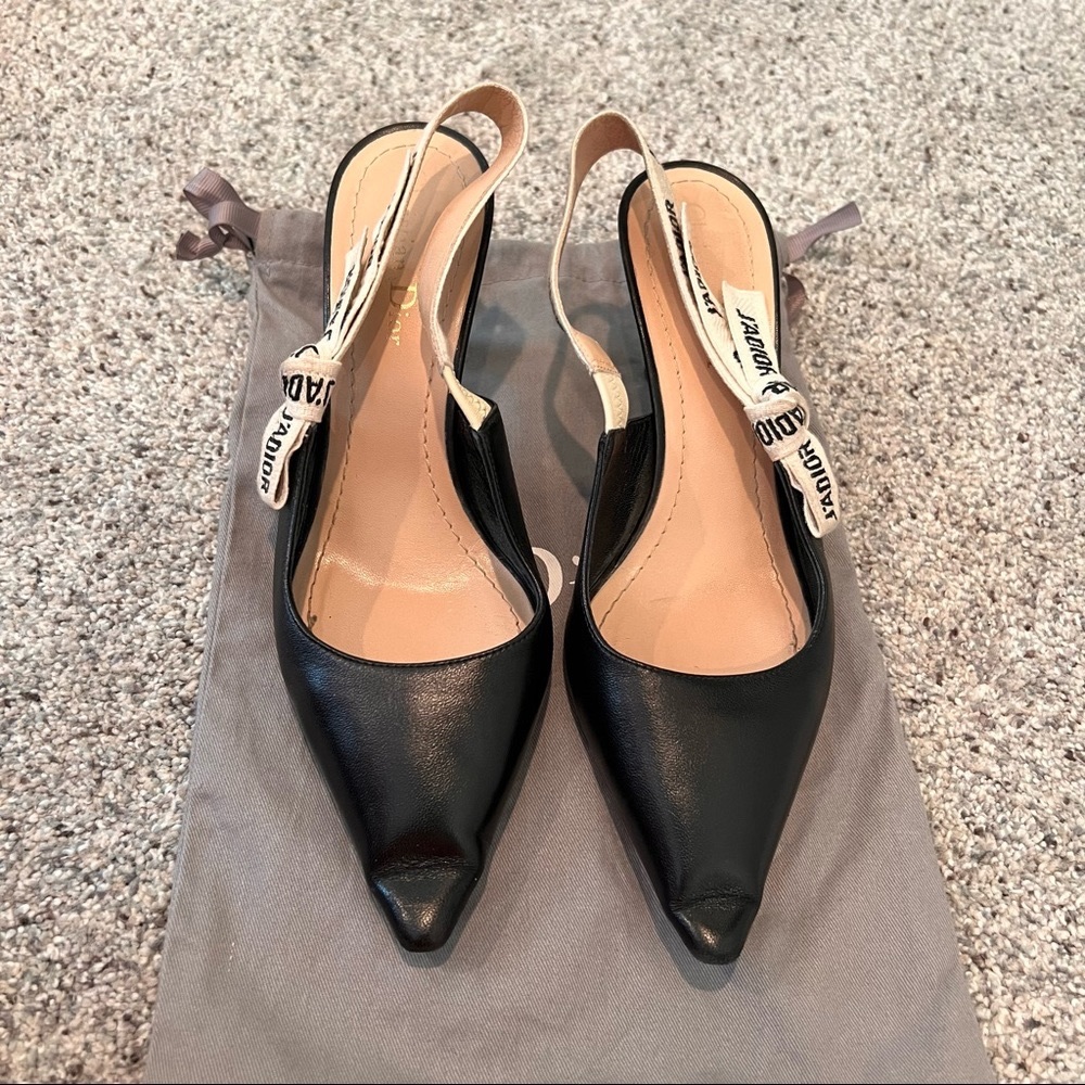 Dior Black Slingback Pointed Toe Heels